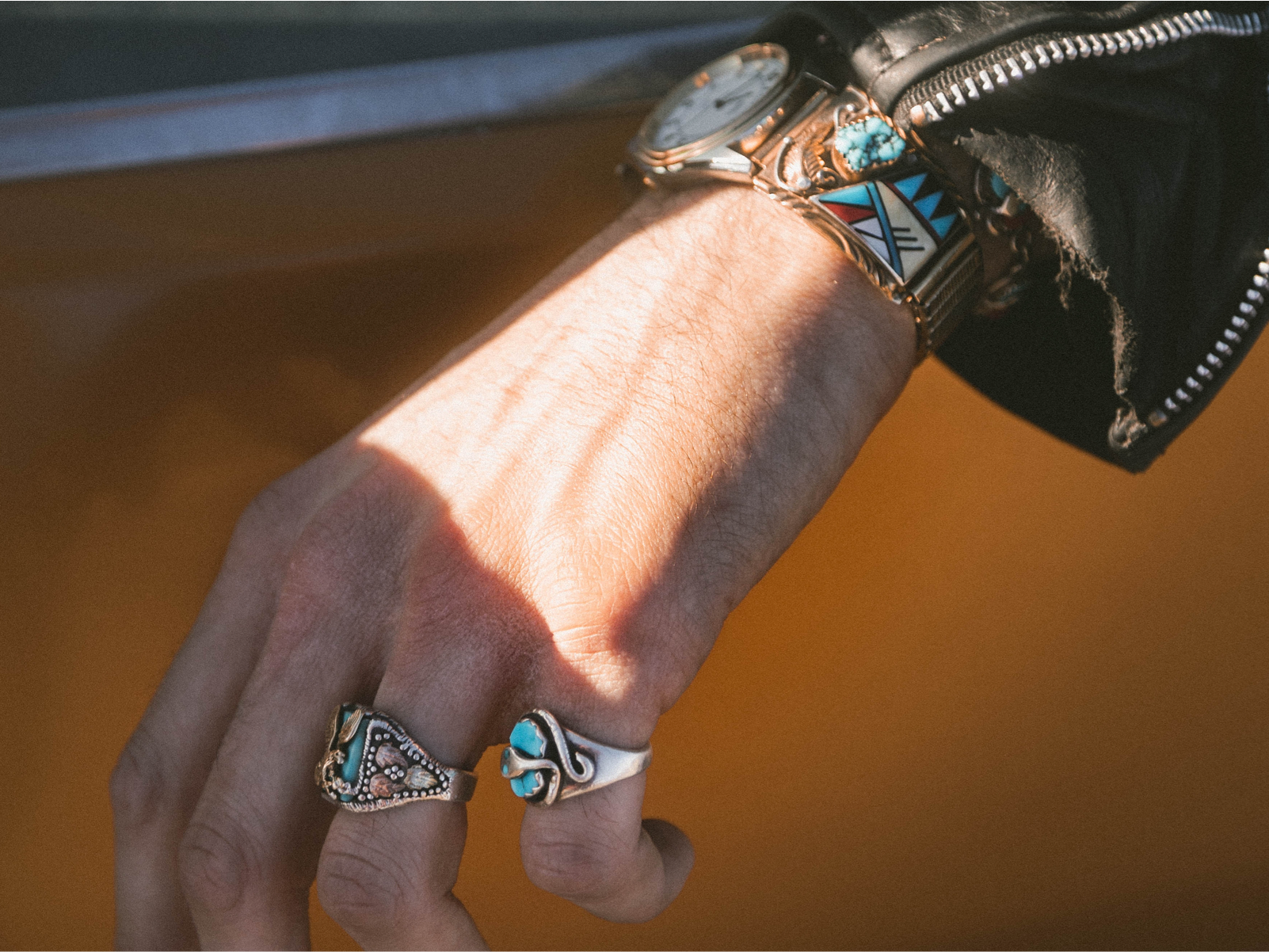 Our rustic turquoise watchband, and 2 rings to match.