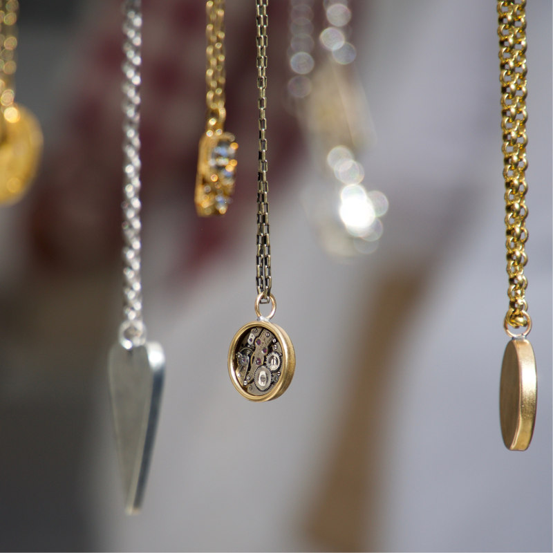 Several gold and silver necklaces from our collection.